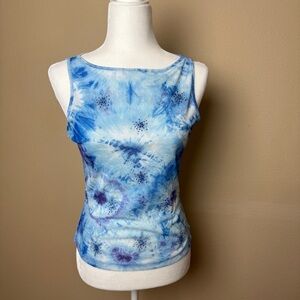 Xhilaration Vintage Y2K blue and purple tie-dye sheer tank top